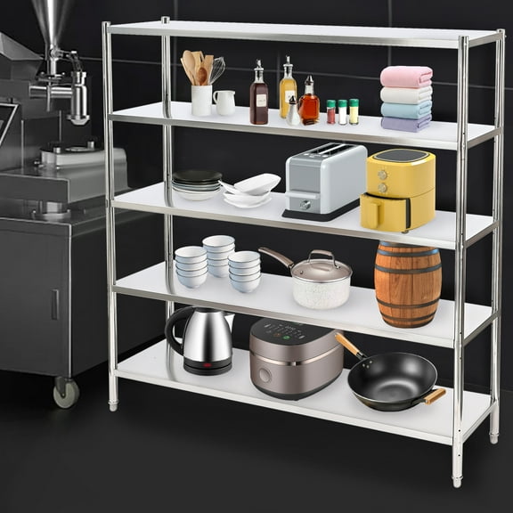 Griptix 5 Tier Heavy Duty Stainless Steel Shelving Adjustable Storage Shelf 70 16 6 70in