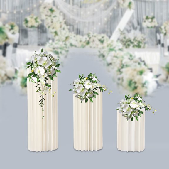Griptix Cardboard Display Flower Stands, Durable & Foldable Honeycomb Columns for Weddings & Events