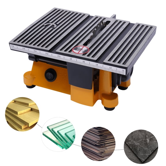 Griptix Durable Mini Table Saw with 3 Saw Blades for Cutting Wood, Stone, and Metal, Miter Guide, Adjustable Angle, High Safety Features