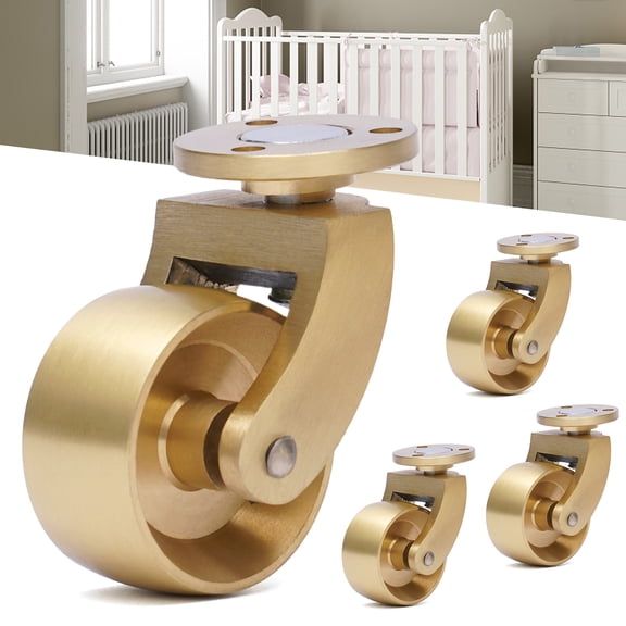 Griptix Heavy-Duty Brass Casters with 360 Rotation, 440lb Load Capacity for Furniture and Equipment