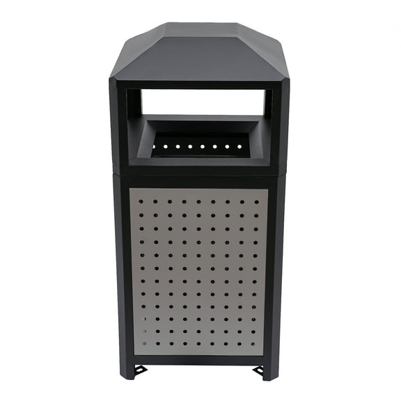 Griptix Industrial Waste Container, Heavy-Duty Galvanized Steel with Detachable Lid, Large 15-Gallon Capacity for Outdoor Use