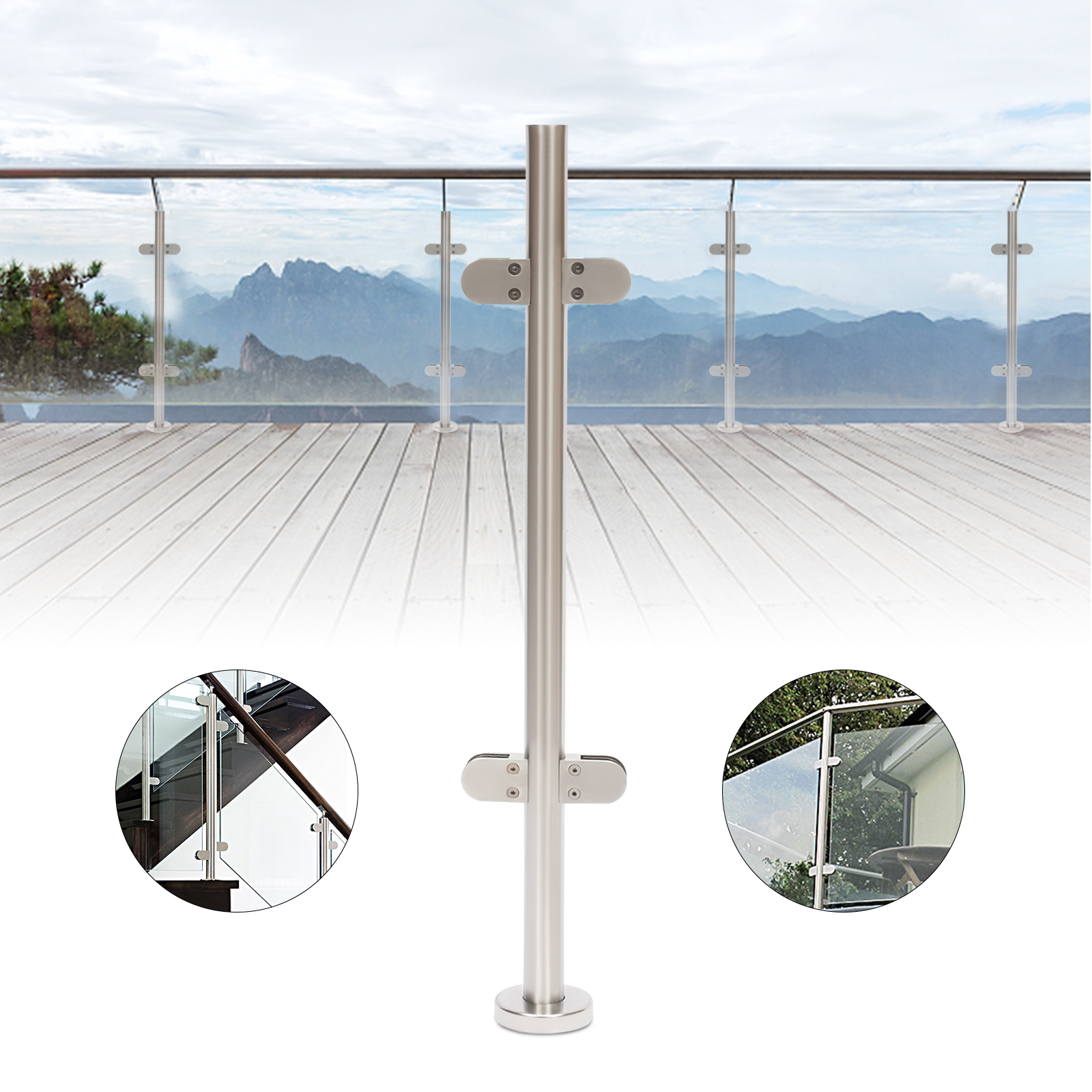 Griptix Stainless Steel Railing Post Fence Posts 90cm Indoor Guardrails ...