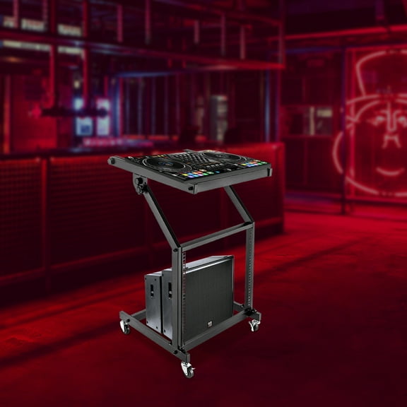 Griptix Studio Mixer Stand DJ Cart 9U Rolling Rack Studio Equipment Cart Adjustable TOP