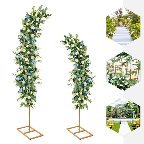 Griptix Sturdy and Elegant Roadway Wedding Stand Set, Gold Curved Design, 6ft and 8ft High, Durable, Rust-Resistant, Ideal for Weddings and Parties