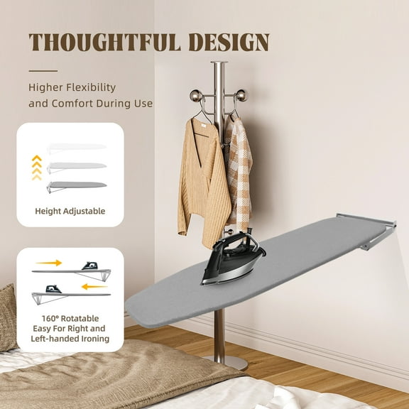 Griptix Wall Mounted Ironing Board Iron Holder 39 X 12 2 Compact Mount Fold