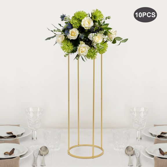 Griptix Wedding Table Flower Stand, Set of 10, Glossy Golden Finish, High-Quality Steel, 44lbs Weight Capacity, Easy to Install and Clean, Perfect for Weddings, Anniversaries, and DIY Creations