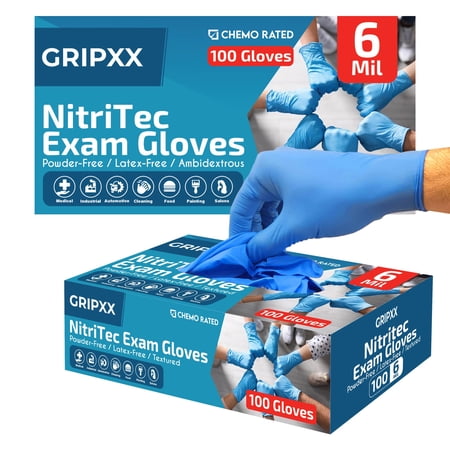 London Labs Nitritec 6 Mil Blue Nitrile Gloves – Disposable, Latex free & Powder free gloves for Medical, First Aid, EMT, Food Safe and Cleaning Uses - 200ct large Nitritec blue gloves