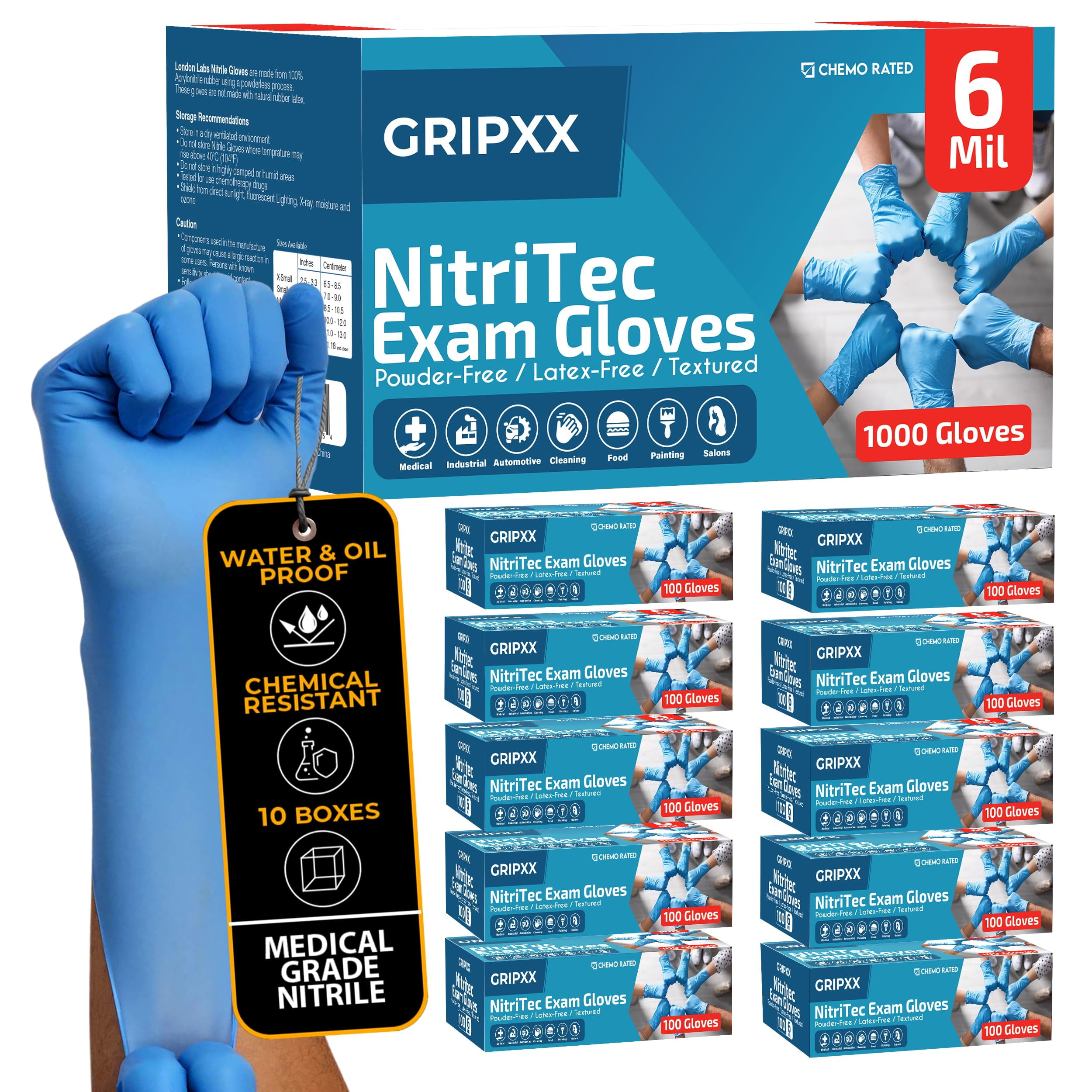 London Labs Nitritec Gloves Disposable Latex & Powder Free 1000 Counts Small