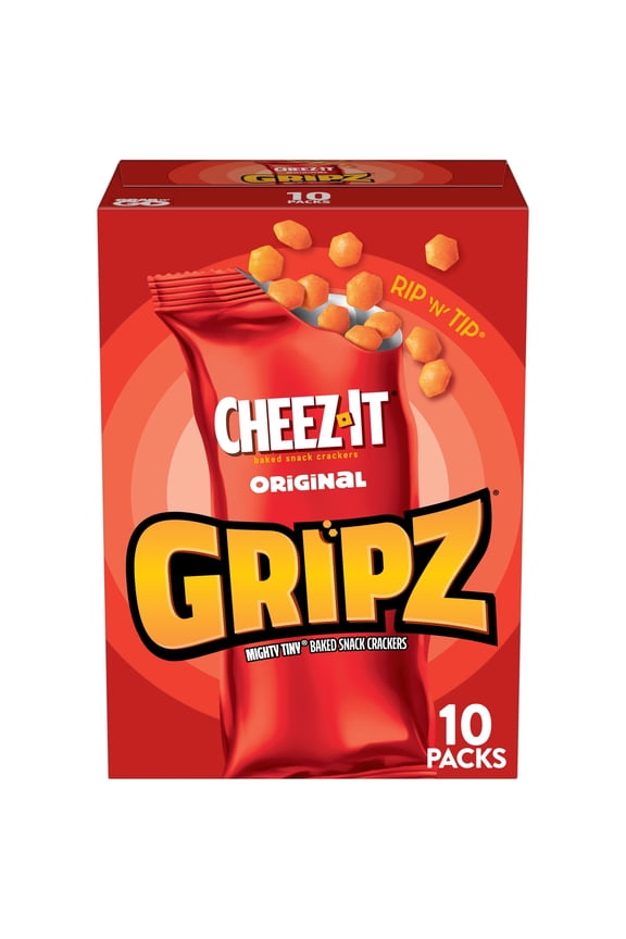Gripz Original Baked Snack Crackers, Mini Crackers, 10 Count
