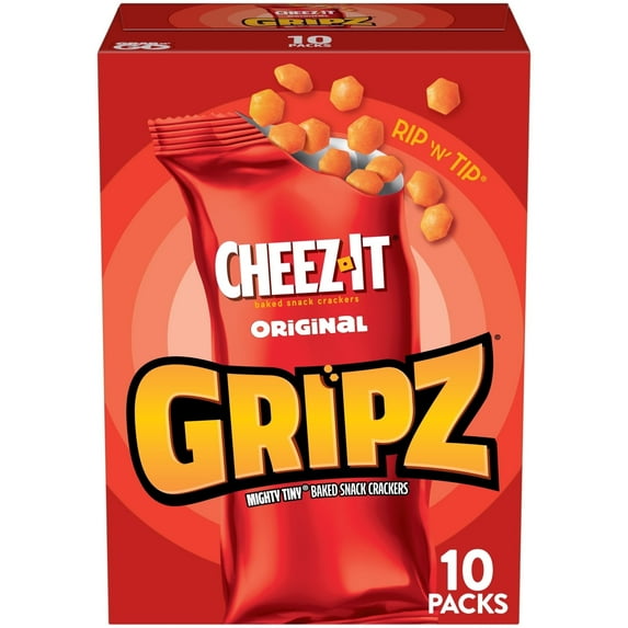 Gripz Cheez-It Original Mini Crackers, Salty Snacks, 2 pack of 10 Count