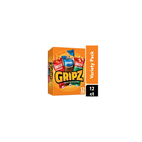 Gripz Mini Snack Crackers Variety Pack, Kids Snacks, 11 oz, 12 Count