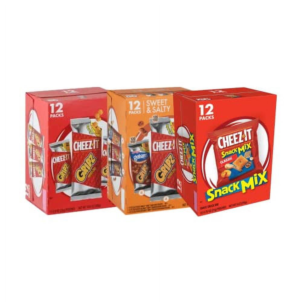 Gripz Variety Pack Tiny Baked Snack Crackers, 12 Count Each Box, 3 Box