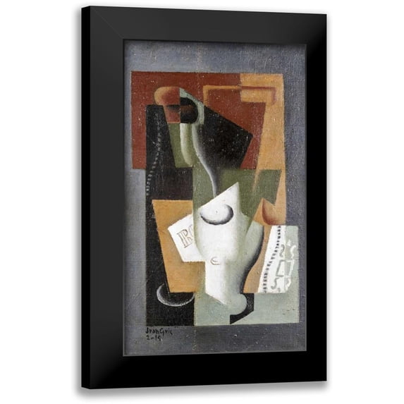 Gris, Juan 10x14 Black Modern Framed Museum Art Print Titled - Glass and Bottle