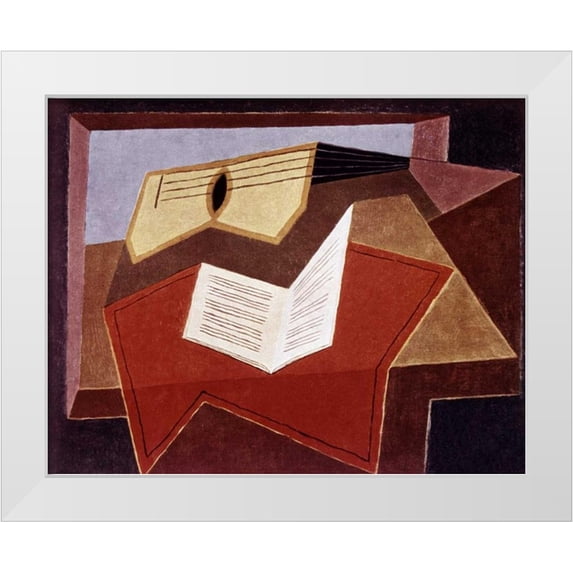 Gris, Juan 32x26 White Modern Wood Framed Museum Art Print Titled - Guitar With Sheet of Music