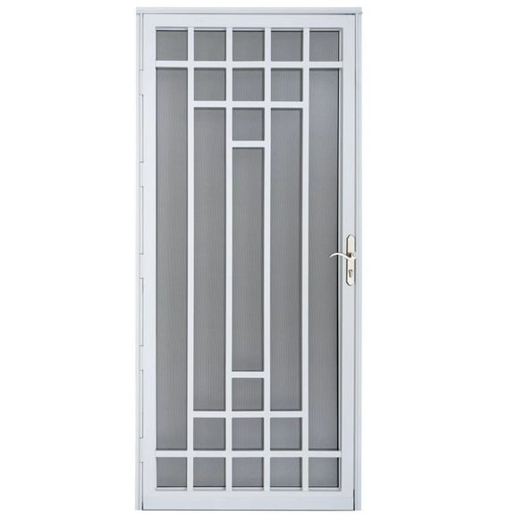 Grisham Deluxe Steel Security Door, 32" X 80" Iron Security Storm Door Conveys,white