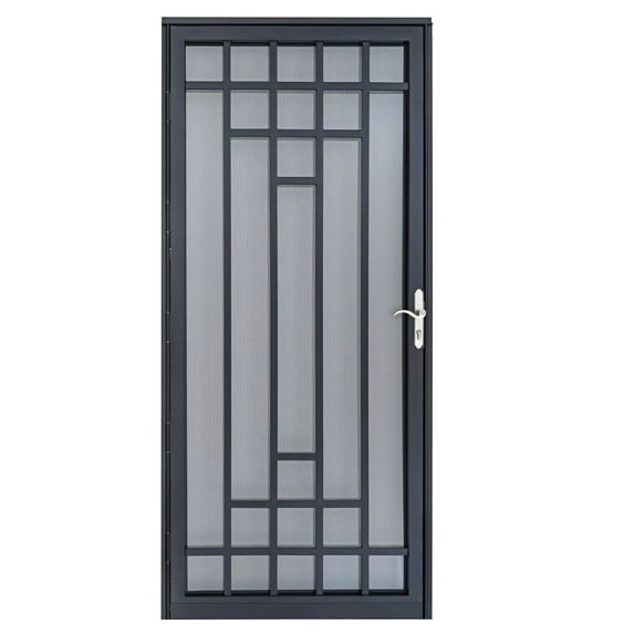 Grisham Deluxe Steel Security Door, 36" X 80" Iron Security Storm Door Conveysï¼black
