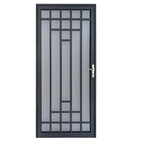 Grisham Deluxe Steel Security Door, 36" X 80" Iron Security Storm Door Conveysï¼black