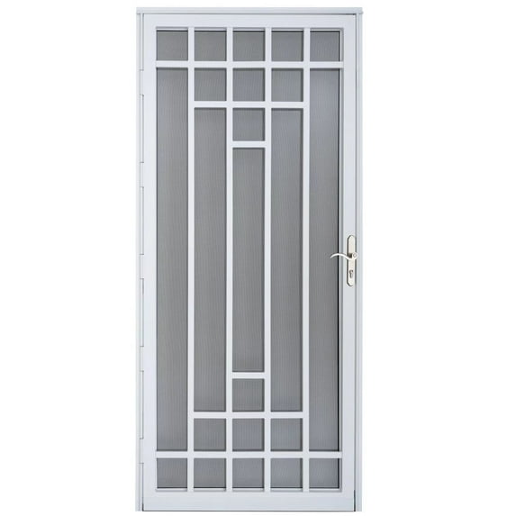 Grisham Deluxe Steel Security Door, 36" X 80" Iron Security Storm Door Conveys,white