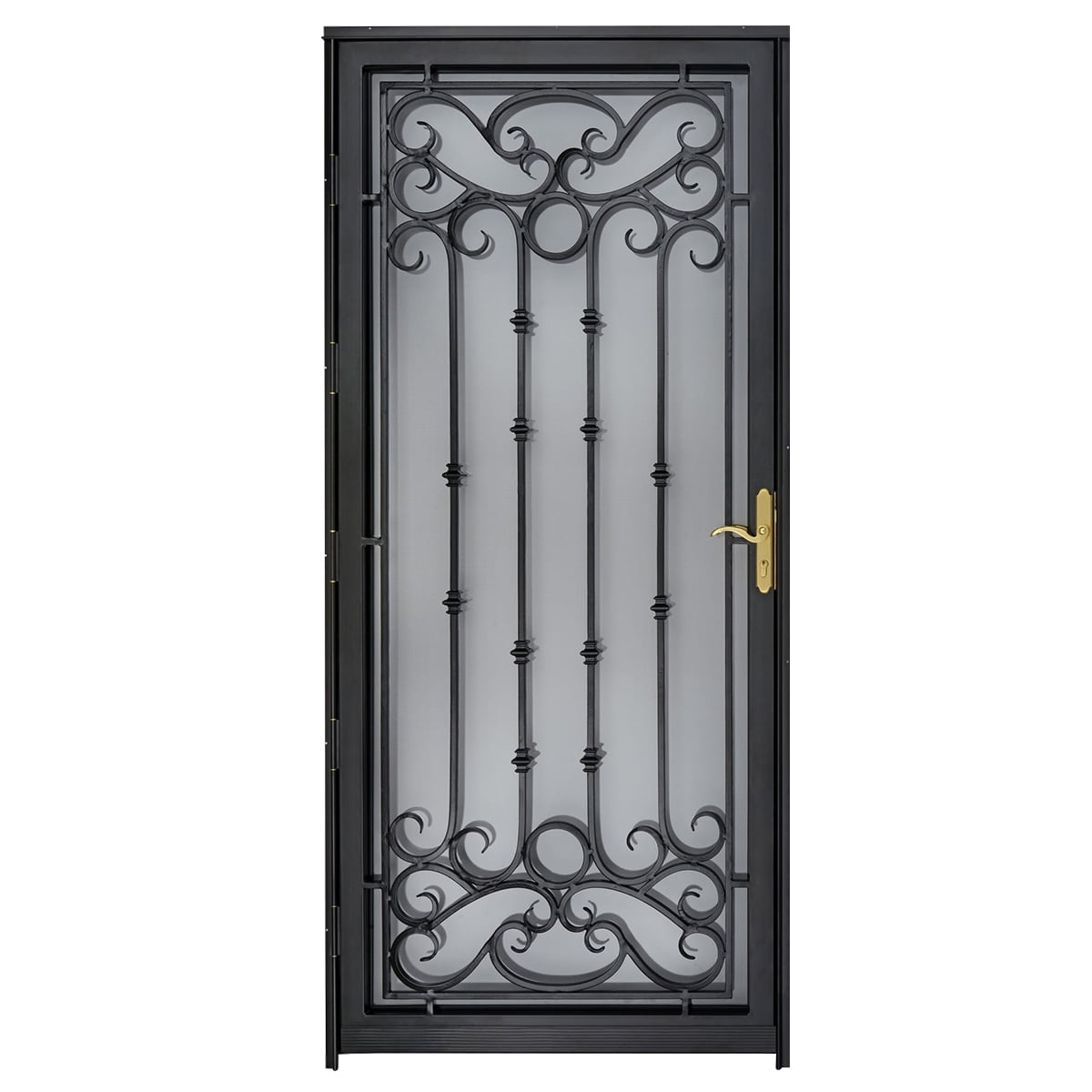 Grisham Deluxe Steel Security Door,36'' x 80'' Metal Tempered Glass Door Screen Replacement Enter Doors,Storm Door(368 Black)