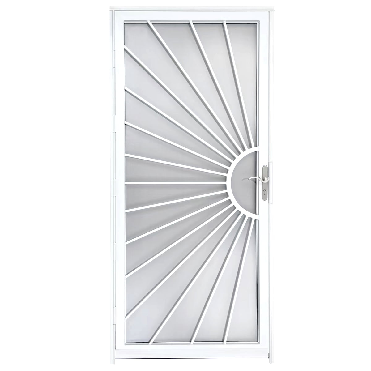 Deluxe Steel Security Door, 36×80inch Iron Security Storm Door Conveys Grisham Color: Black, image size:1200x1200