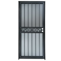 Grisham Deluxe Steel Security Door,36'' x 80'' Metal Tempered Glass Door Screen Replacement Enter Doors,Storm Door(421 Black)