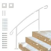 Grisham Handrails for Outdoor Steps,4 Step Handrail Fits 1 to 4 Steps Aluminum Hand Rail Stair Railing Kit (White)