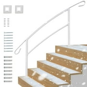 Grisham Handrails for Outdoor Steps,5 Step Handrail Fits 1 to 5 Steps Aluminum Hand Rail Stair Railing Kit (White)