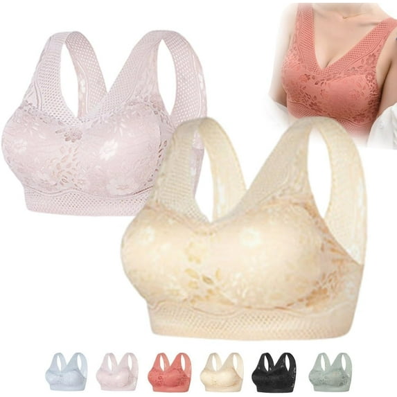 Grishay Breathable Push-Up Bra, Vianys Breathable Push-Up Bra, Back Smoothing Push-Up Bra, Wireless Push-Up Bra(Purple+Yellow,L(126-143LB))