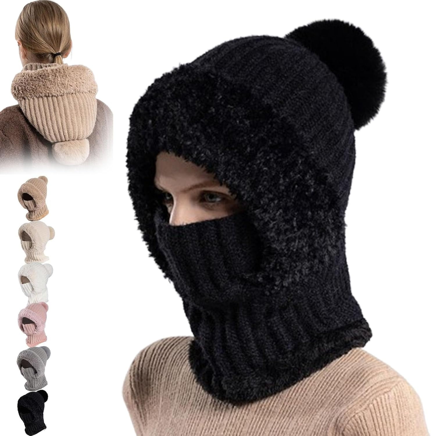 Winter Balaclava With Scarf And Mask Hat With Scarf Attached 