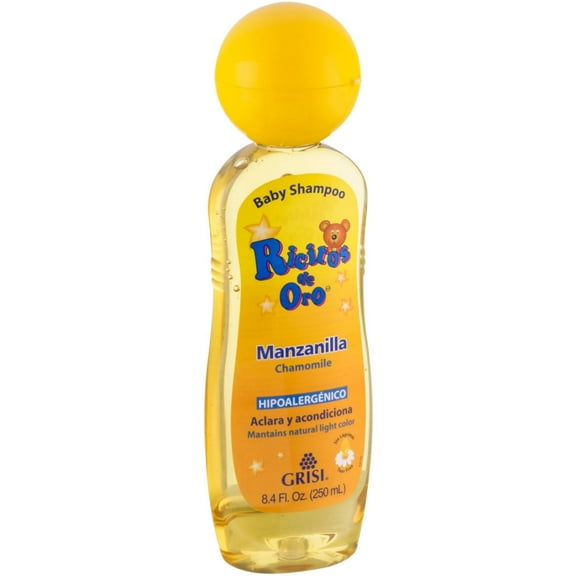 Ricitos de Oro Baby Shampoo with Chamomile, Lightens and Protects, Hypoallergenic, Paraben Free, Tear Free, 8.4 Fl Oz