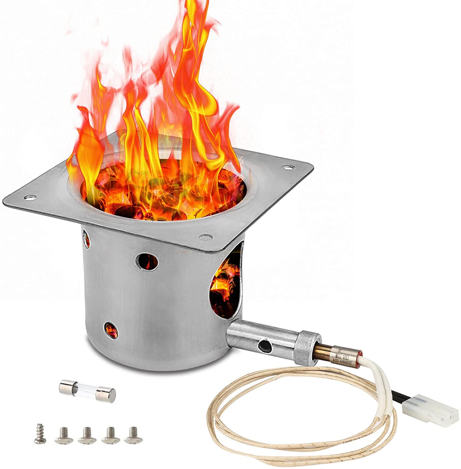 Grisun Fire Burn Pot for Traeger and Pit Boss Pellet Grill Upgraded