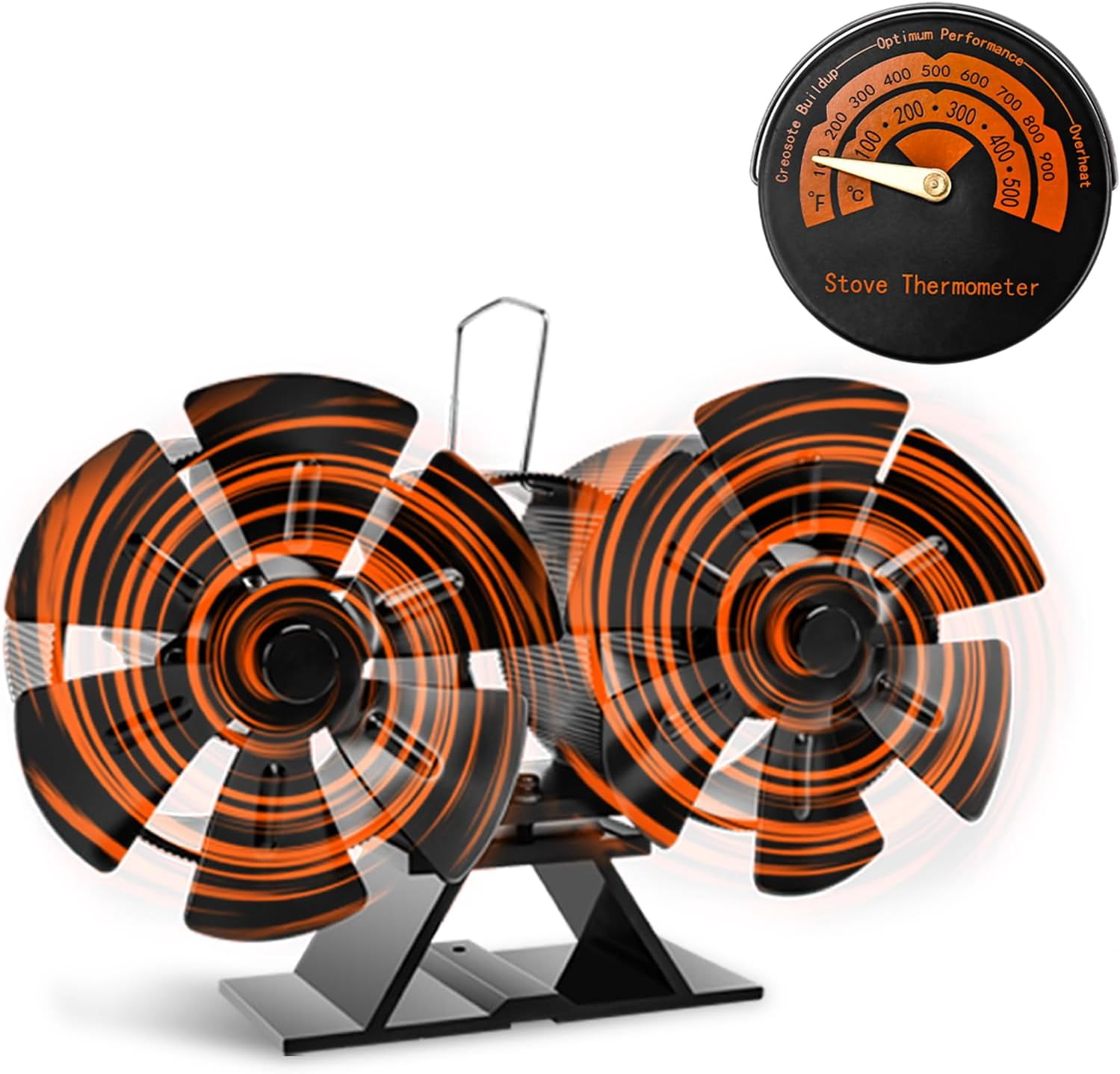 Grisun Wood Stove Fan Heat Powered,12 Blades Heat Powered Stove Fan for