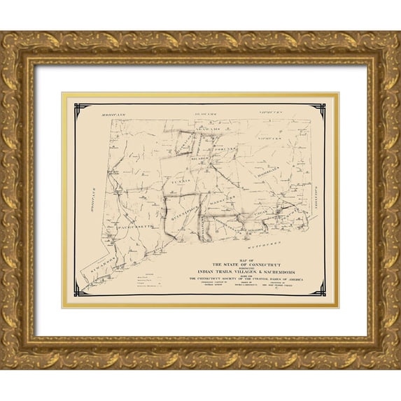 Griswold 18x15 Gold Ornate Wood Framed with Double Matting Museum Art Print Titled - Connecticut - Griswold 1930