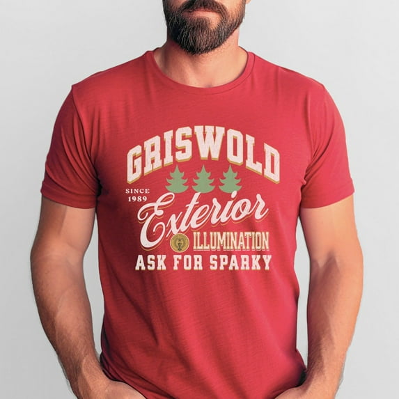 Griswold Exterior Illumination Tee, Funny Christmas Shirt, Matching Family Holiday Tees, Holiday Graphic Tee, Clark Griswold Christmas Shirt ,Red Color,Size XL