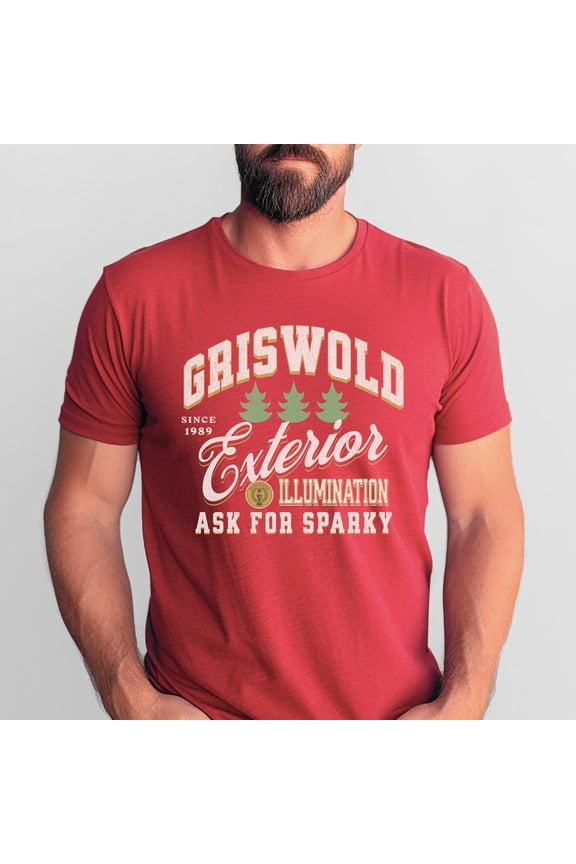 Griswold Exterior Illumination Tee, Funny Christmas Shirt, Matching Family Holiday Tees, Holiday Graphic Tee, Clark Griswold Christmas Shirt ,Red Color,Size XL