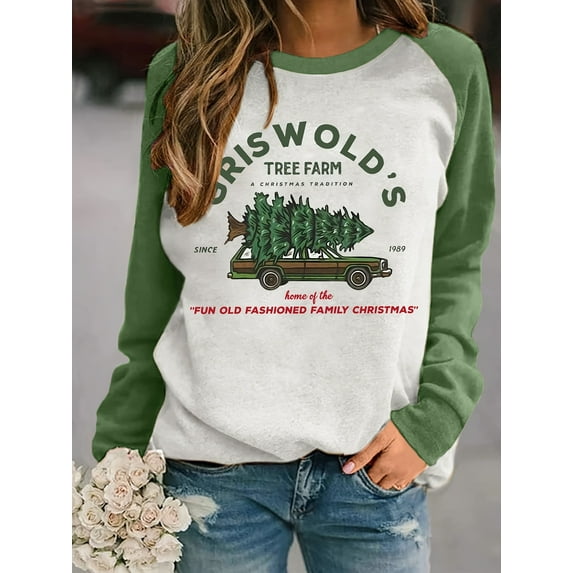 Griswold's Christmas Tradition Raglan Sweatshirt (M, Green)