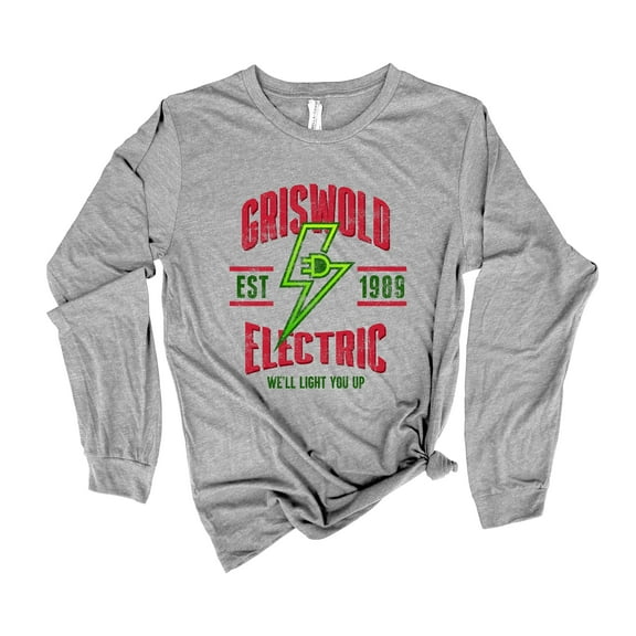 Griswold's Electric Funny Holiday Shirt Ladies Womens Long Sleeve T-shirt Christmas Graphic Tee-Athletic Heather-large