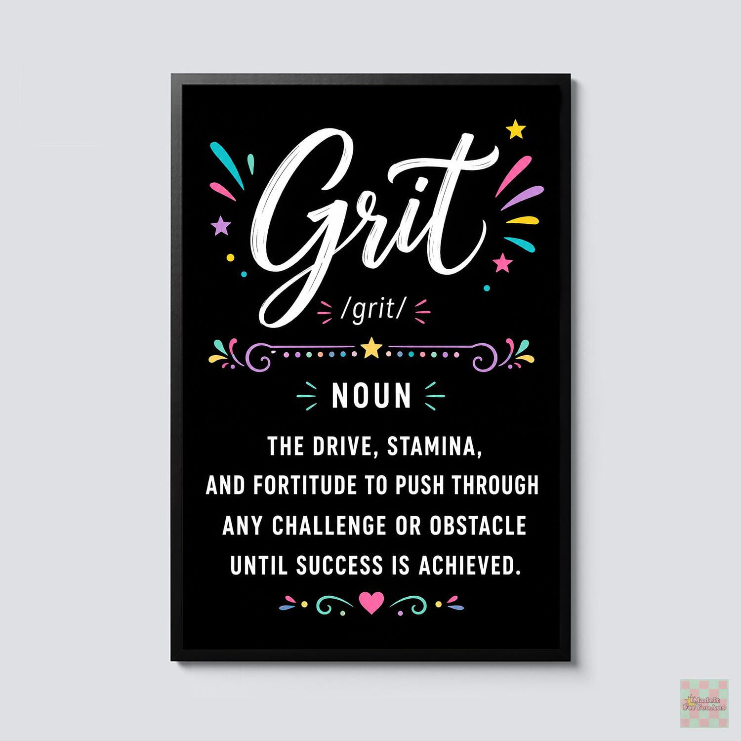 Extended Definiton Grit Definition Motivational Inspirational Office Classroom Positive ...