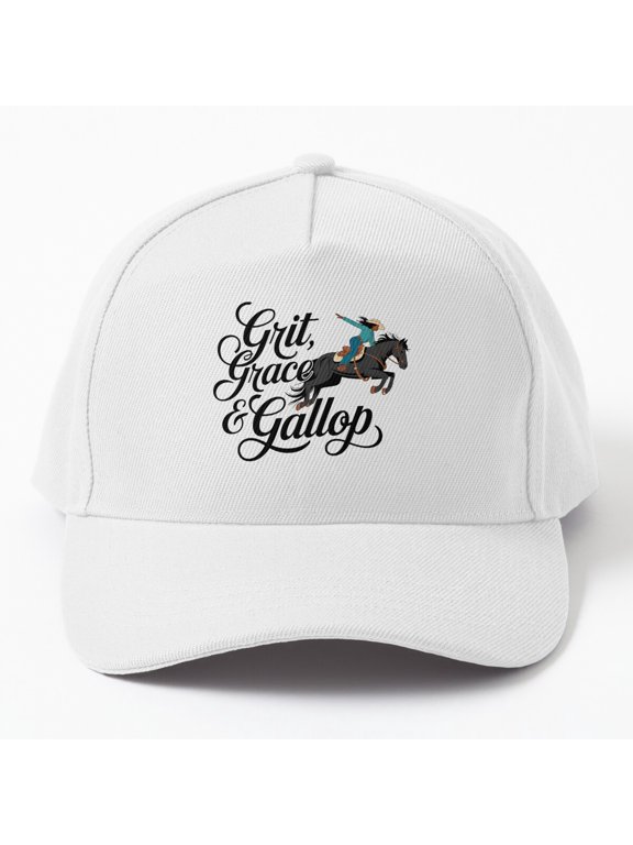 Grit Grace Gallop Baseball Cap, Black Cowgirl Strength Style Quote Design, Classic Western Hat