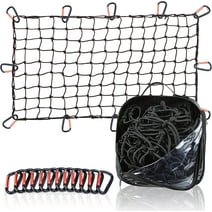 Grit Performance 4' x 6' Super Duty Bungee Cargo Net for Truck Bed Stretches to 8' x 12' with 12 Clip Carabiners, Black