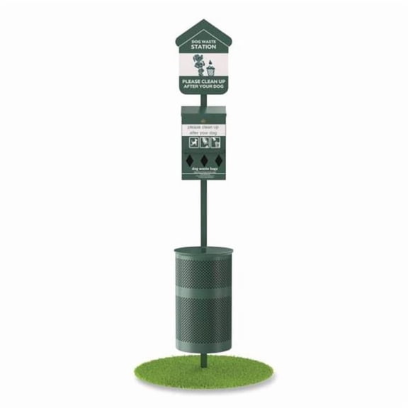 Gritt Commercial GCEFLO1RSG 14 in. 11.5 gal Furloo Pet Waste Station Kit, Green