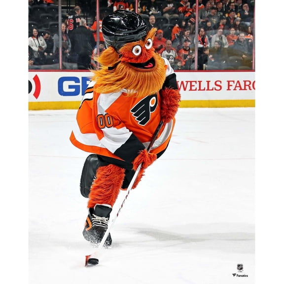 Gritty Philadelphia Flyers Unsigned Orange Jersey Skating Photograph