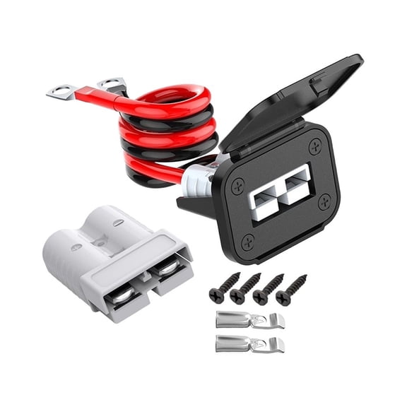 Grivon Quick Connect Connector Kit, Heavy Duty Battery Disconnect for RV, ATV, Forklift, 8AWG Cable with Terminals, Silver Plated, Copper, 50 Amp, 12V-72V