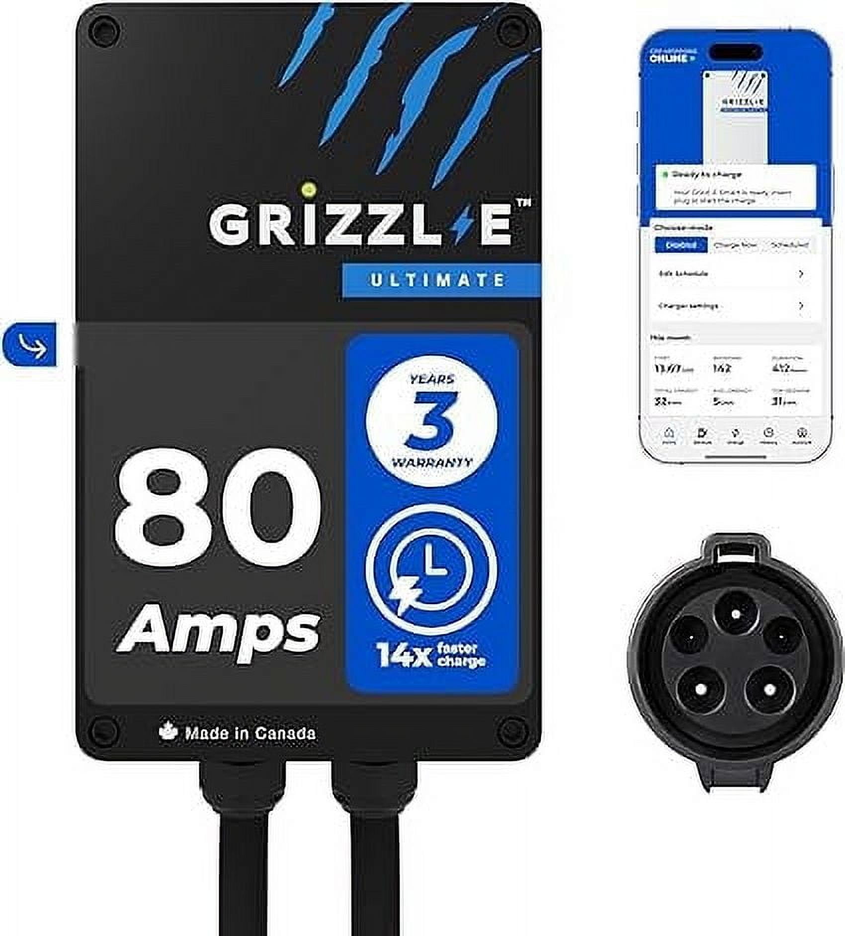 Grizzl-E Ultimate Level 2 Fastest 80A / 19.2 kW Electric Vehicle (EV) Charger, UL Tested and Certified, Metal Case, Indoor/Outdoor Electric Car Fast Charging Station, Hardwired, Classic Black, J1772