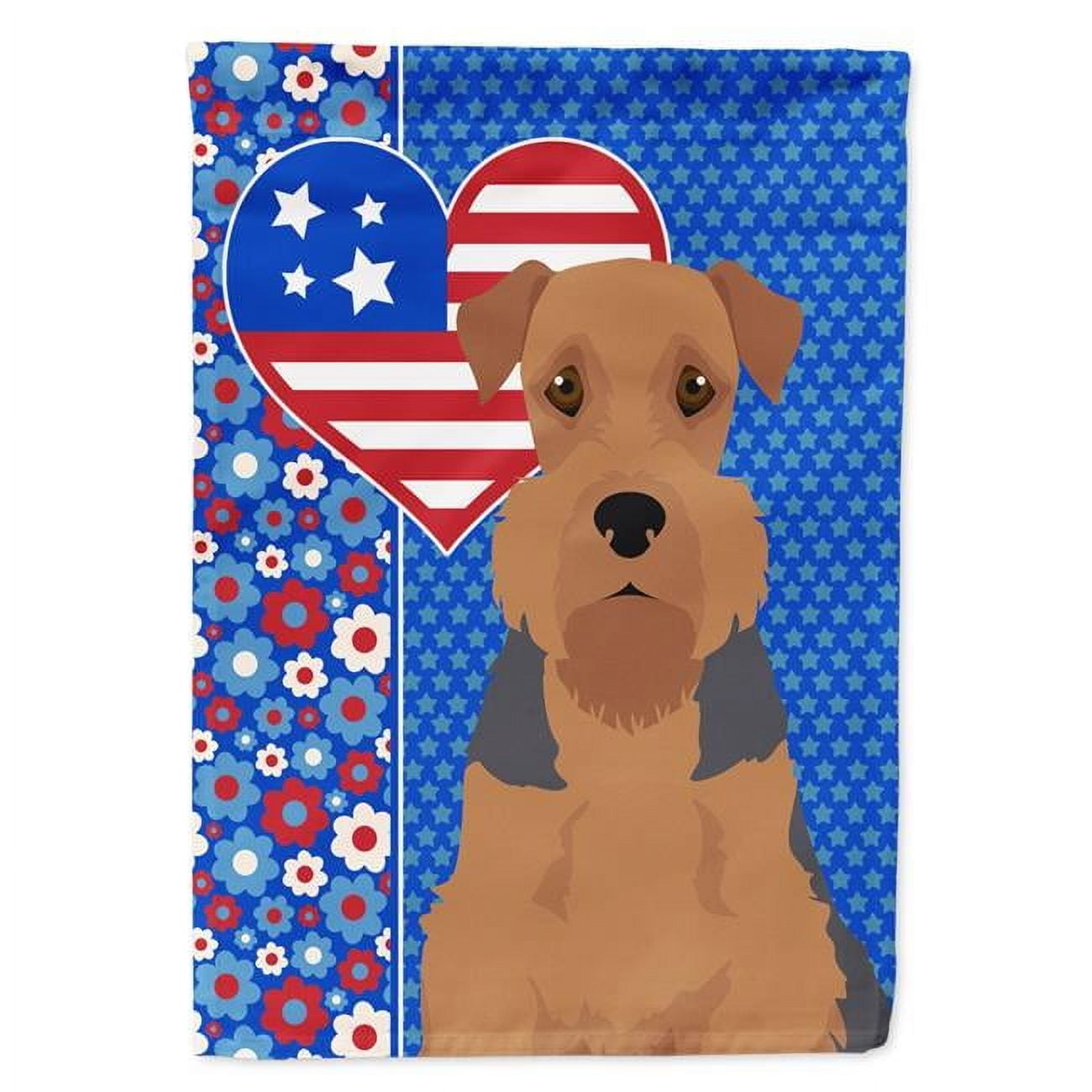Grizzle and Tan Airedale Terrier USA American Flag Canvas House Size