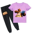 thumbnail image 1 of Grizzly And The Lemmings Printed Cotton Set: Short Sleeve T-shirt and Long Pants for Kids in Summer Outfits, 1 of 3