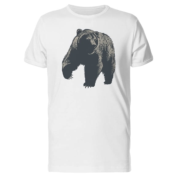 Grizzly Bear Attacking B&W Tee Men's -Image by Shutterstock