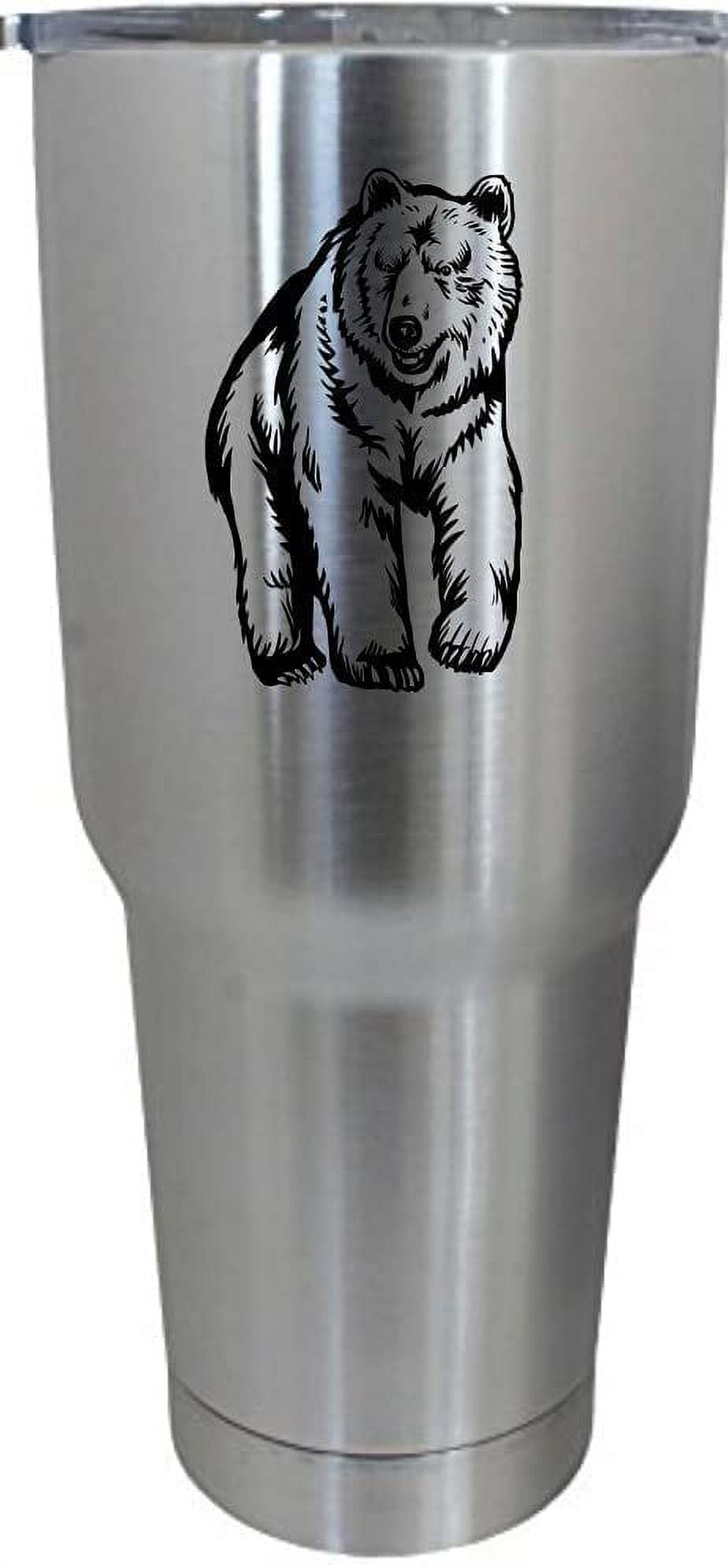 Grizzly Bear Body Zoo Animal Themed Etched 30oz Stainless Steel