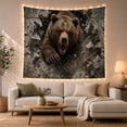 thumbnail image 1 of Grizzly Bear Bursting Through Shattered Stone Wall, Dramatic Digital Art for Wildlife Lovers, Animal Portrait Wall Decor, Birthday Gift Tapestry Wall Hanging for Bedroom and Living Room, 1 of 7