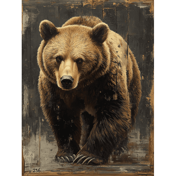 Grizzly Bear Canvas Wall Art PrintSuitable for Living RoomBedroomOfficeDining Roomand Hallway Decoration.